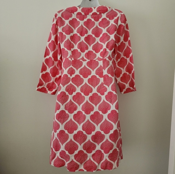 Boden Linen Tunic Dress Pink And White Moroccan Print Size 4 - Picture 9 of 13